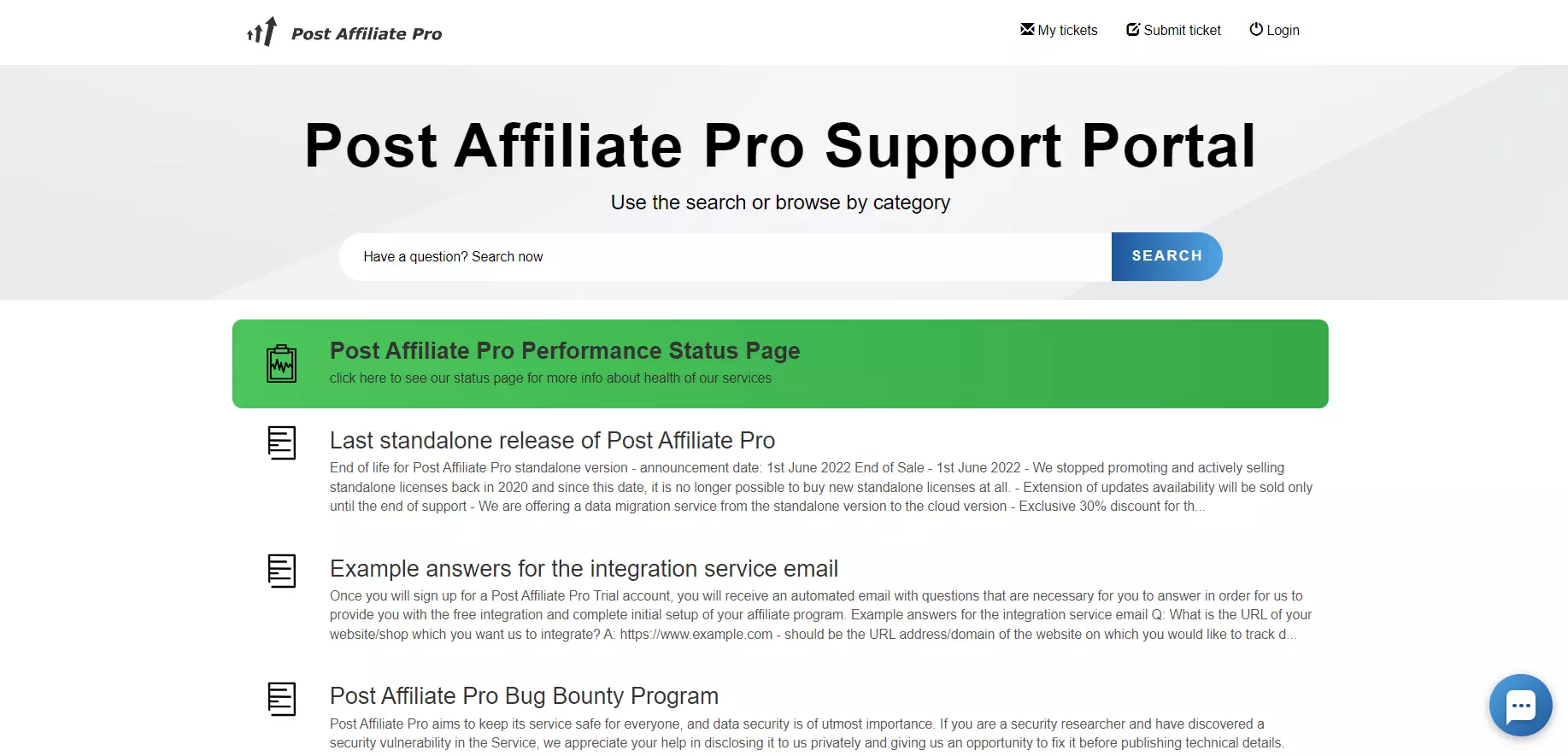 Post Affiliate Pro supportportaal