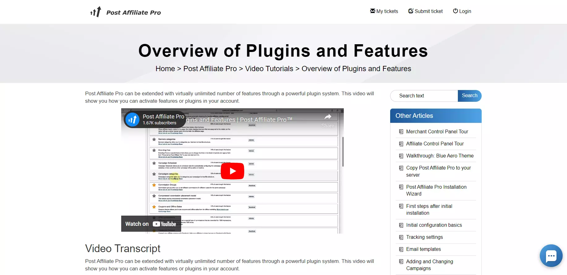 Post Affiliate Pro videotutorial