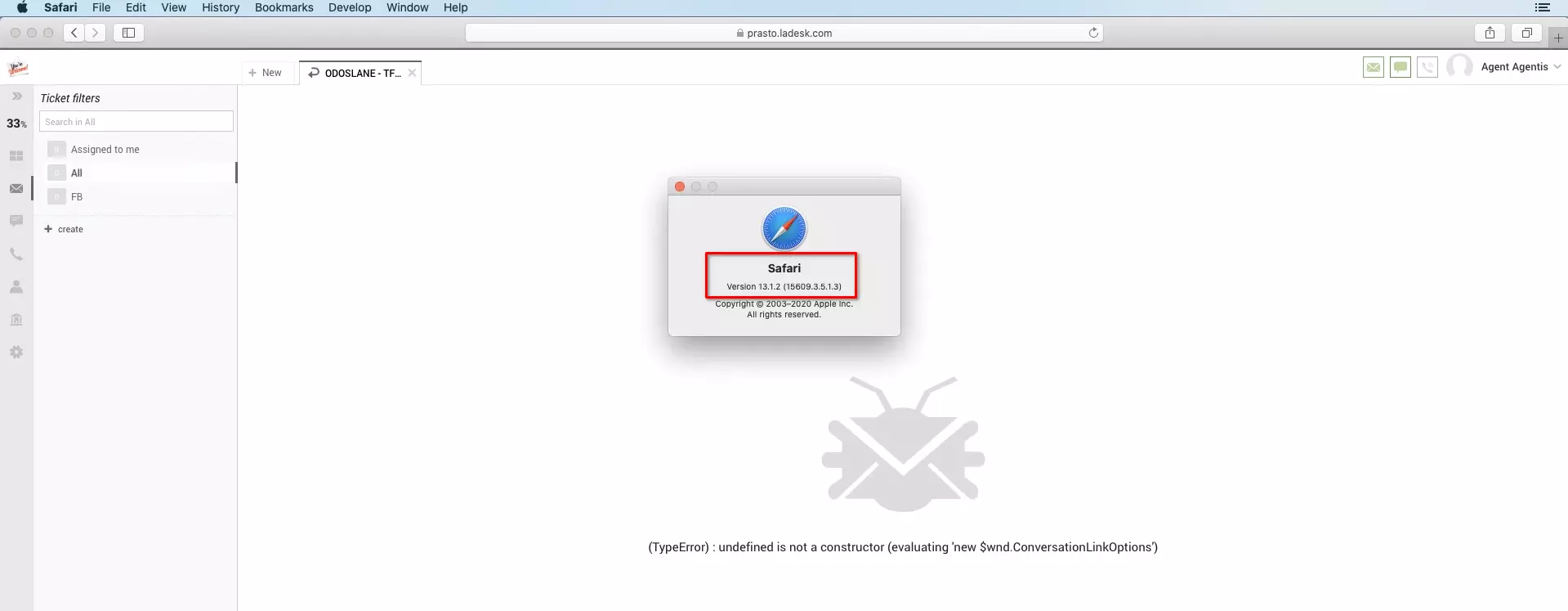 LiveAgent in Safari-browsers na een update
