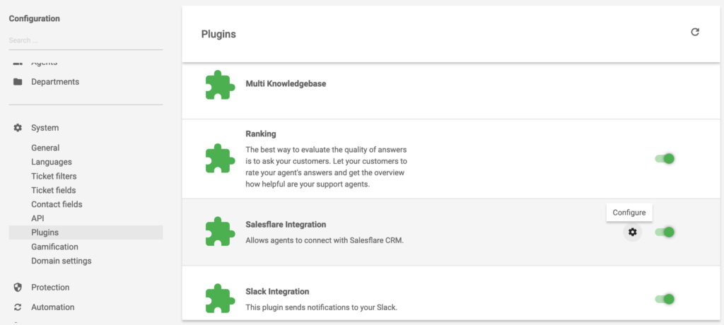 Salesforce-integratie plug-in actief in LiveAgent