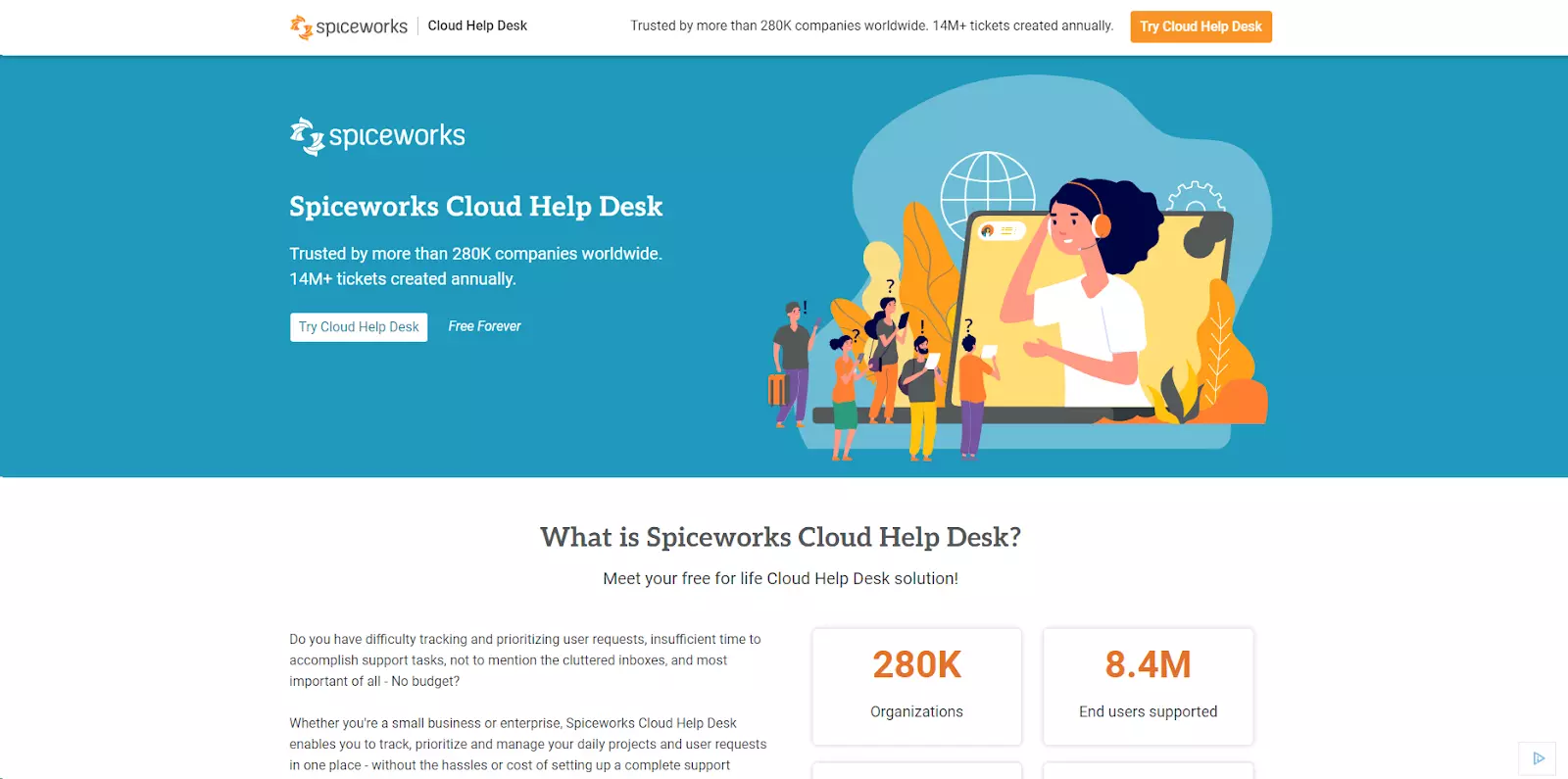 Spiceworks homepage - gratis help desk- en ticketingsoftware