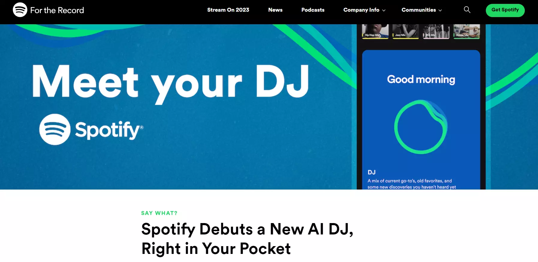 Spotify AI DJ-startpagina