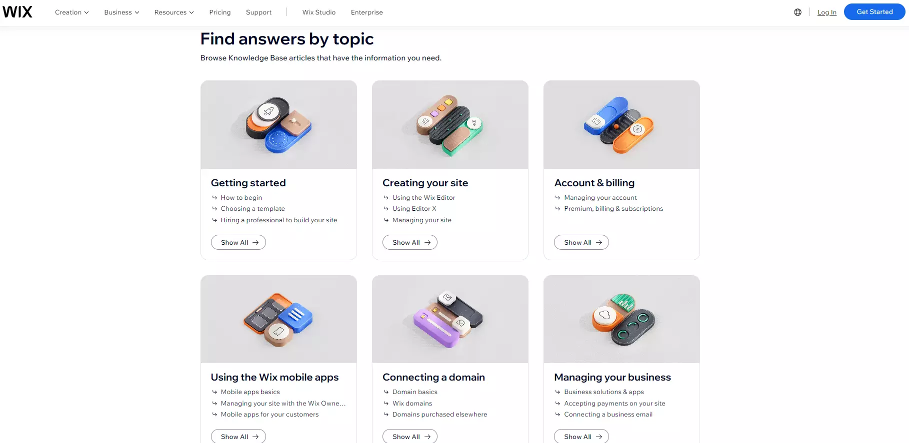 Wix kennisbank categorisatie