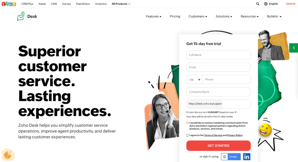 Zoho Desk ticketsysteem startpagina