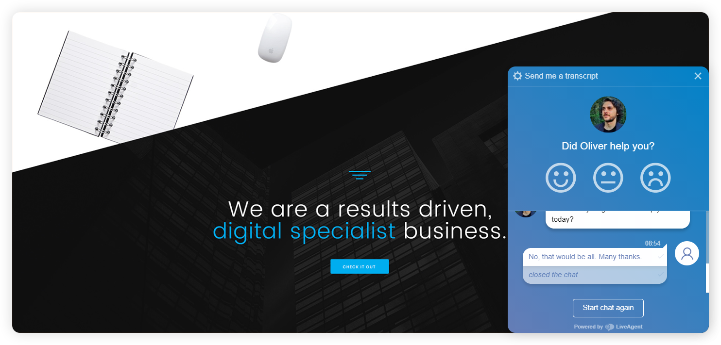 Voorbeeld van een enterprise agent ranking venster
