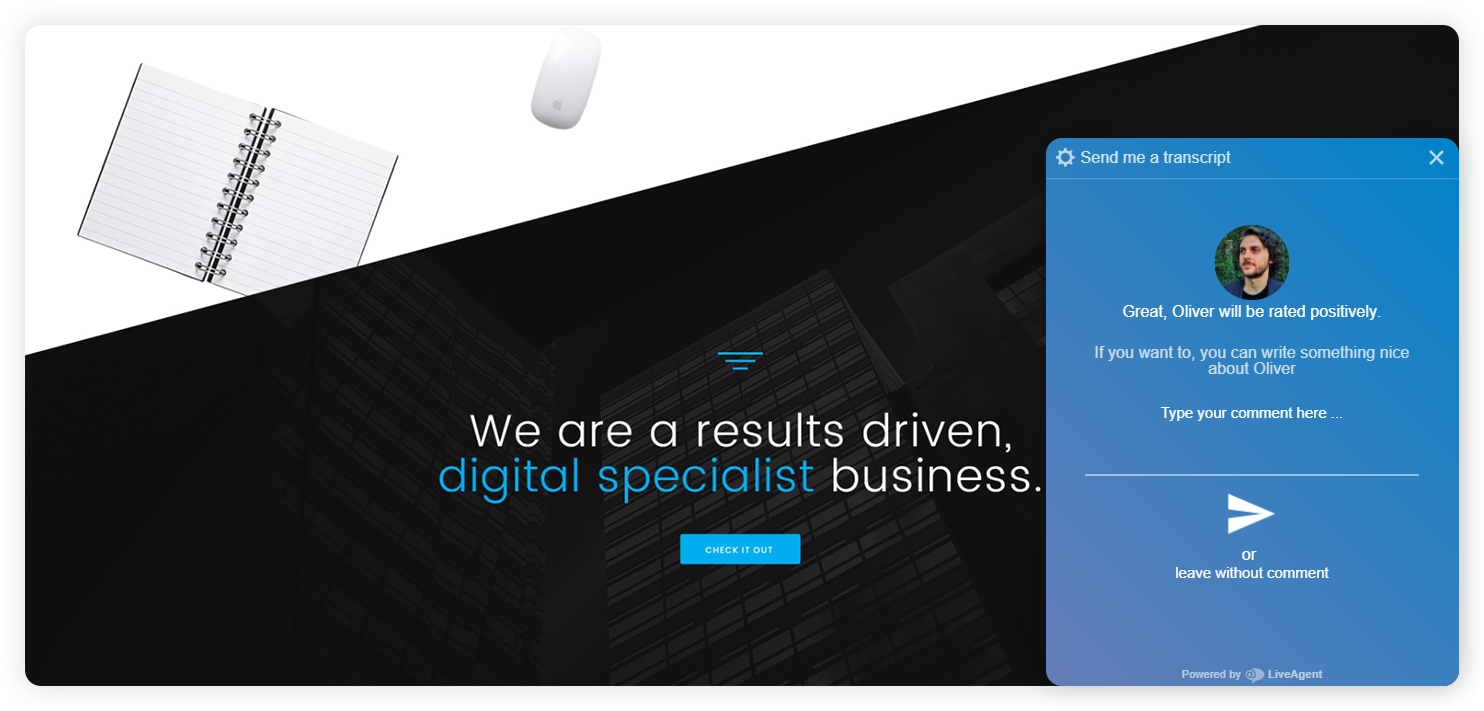 Voorbeeld van een enterprise post-chat survey