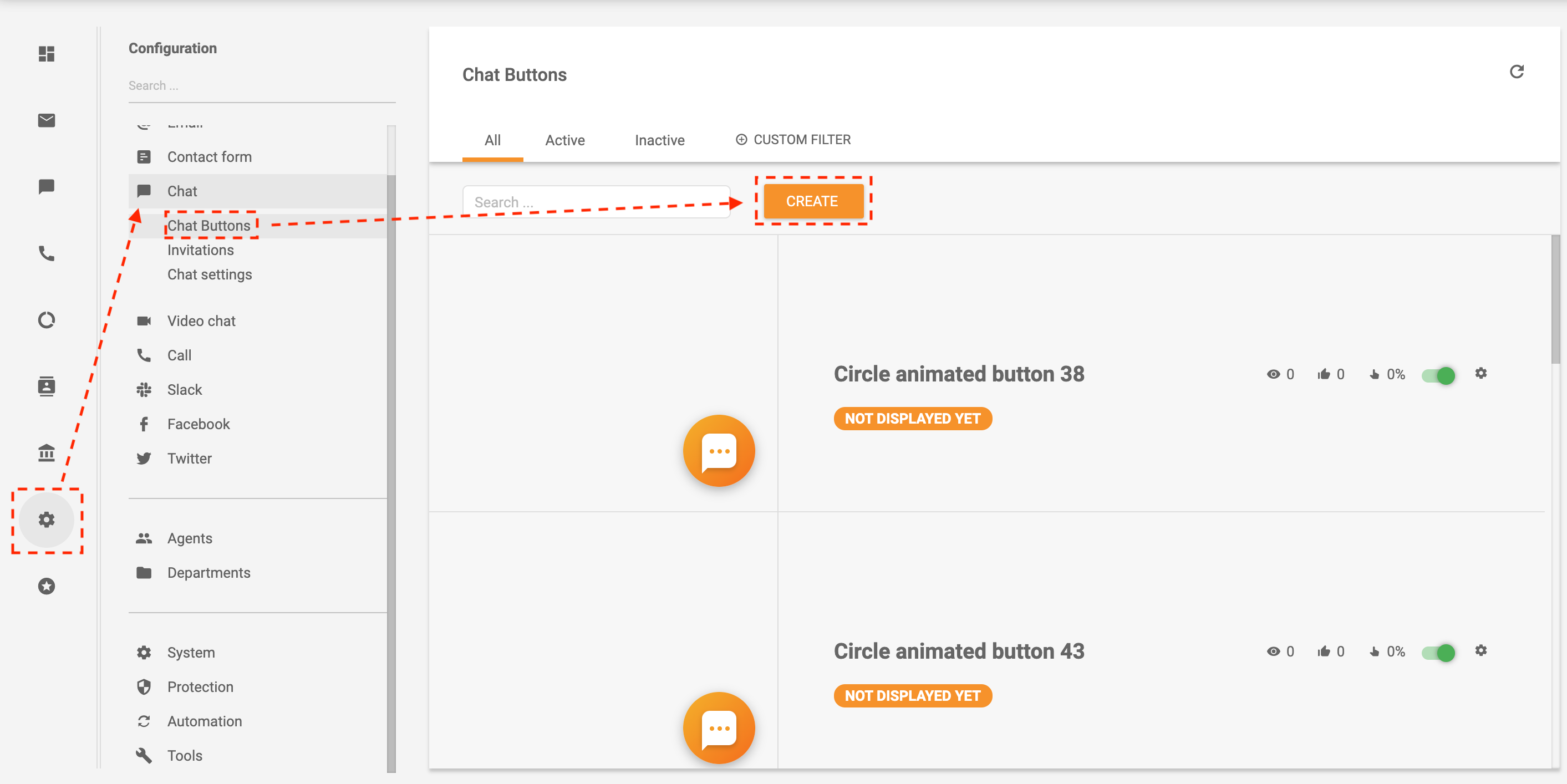 Voorbeeld van hoe u een chatknop maakt