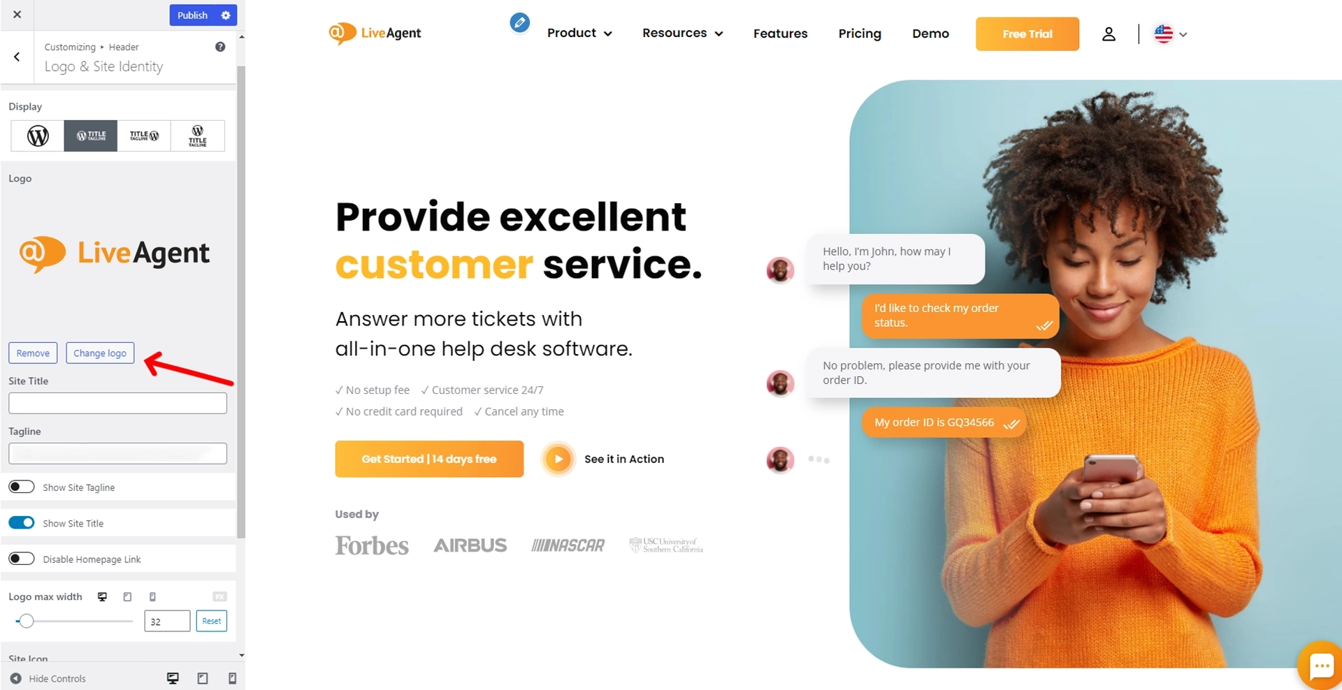 Linking header logo to the homepage