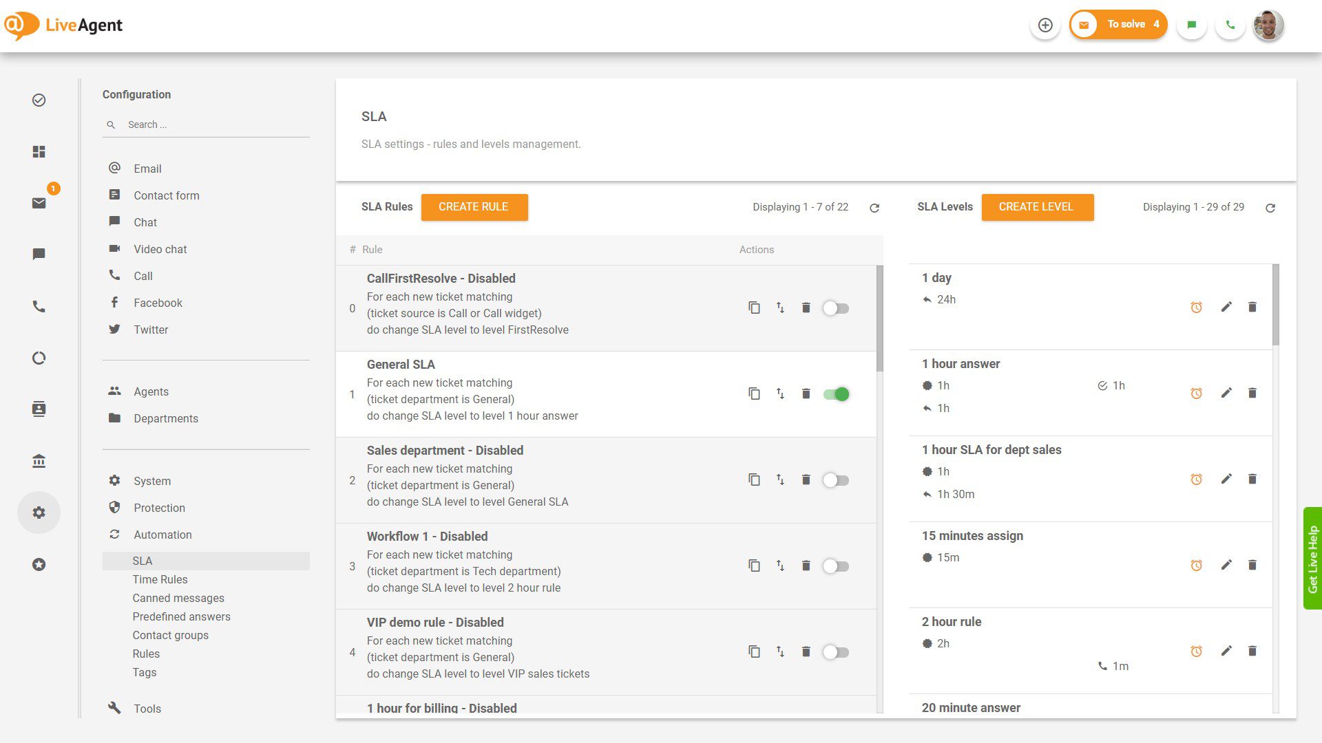 Time rules in LiveAgent