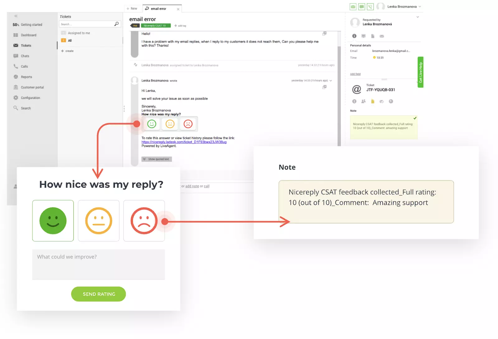 Chat survey from agent's view