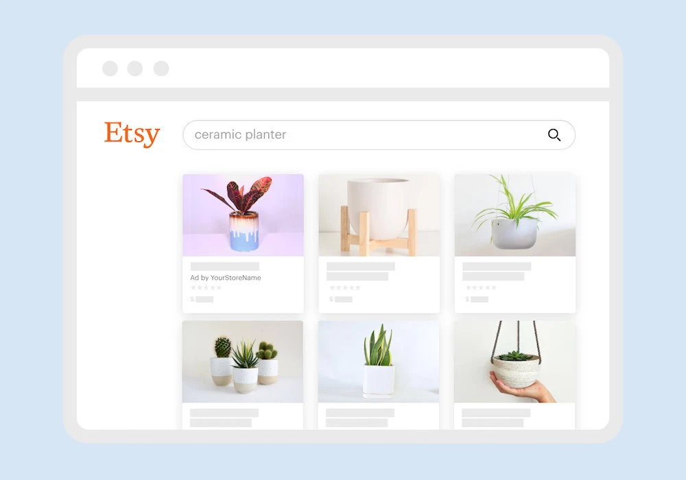 Voorbeeld van Etsy-advertenties