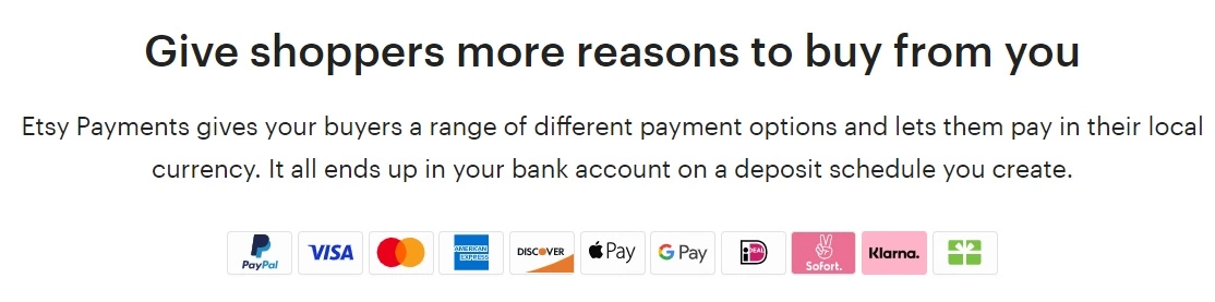 Etsy-betalingsmethoden