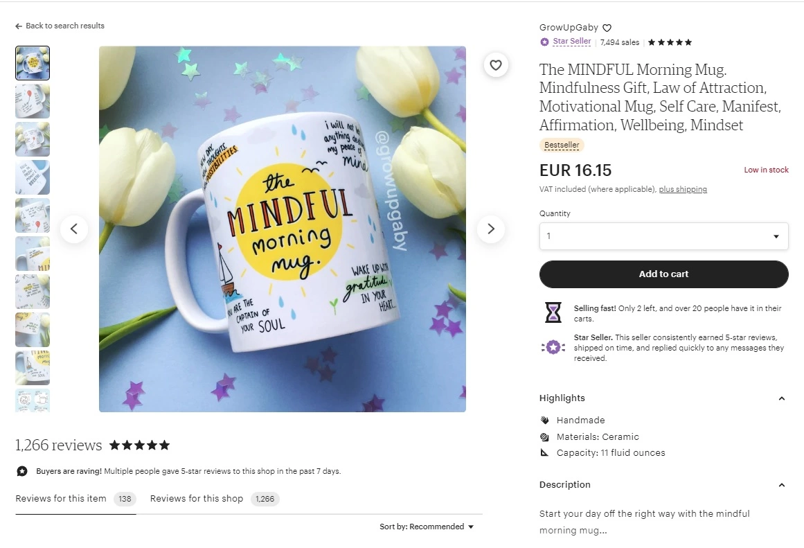 Voorbeeld van Etsy-productaanbieding