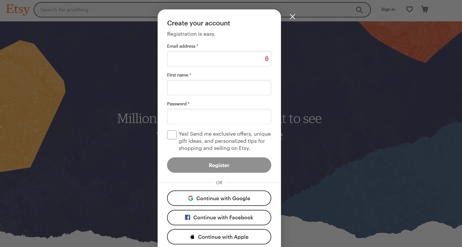 Etsy-winkelregistratie
