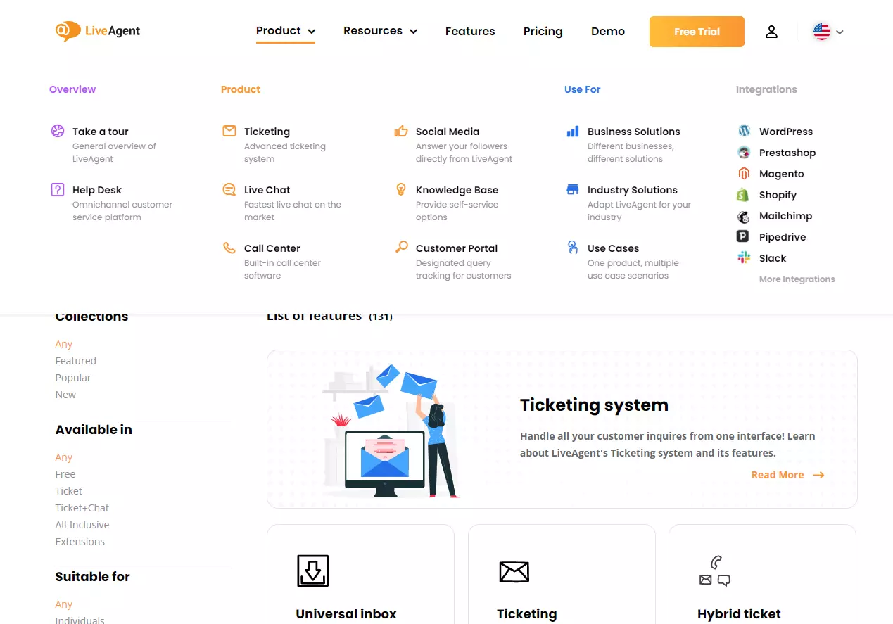 LiveAgent's hoofd- en zijkop