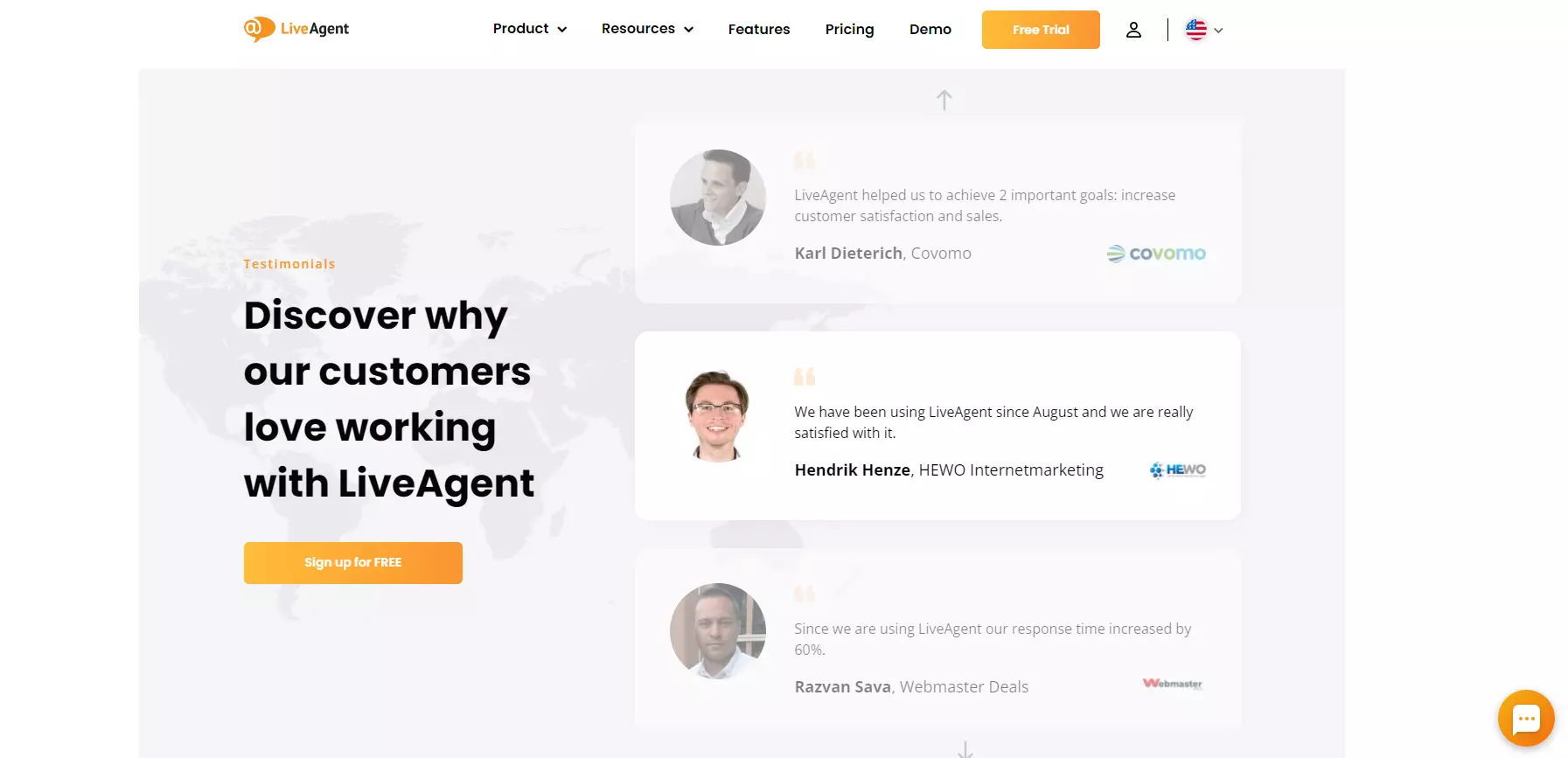 LiveAgent's landpage getuigenissen