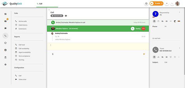 LiveAgent interne oproepen lopende