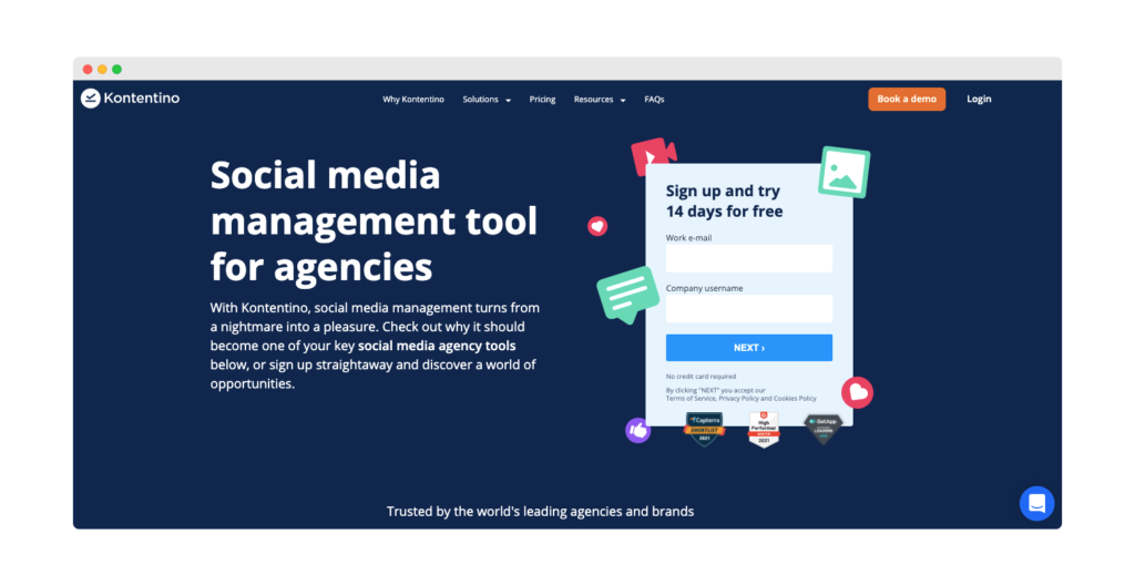 Kontentino landing page