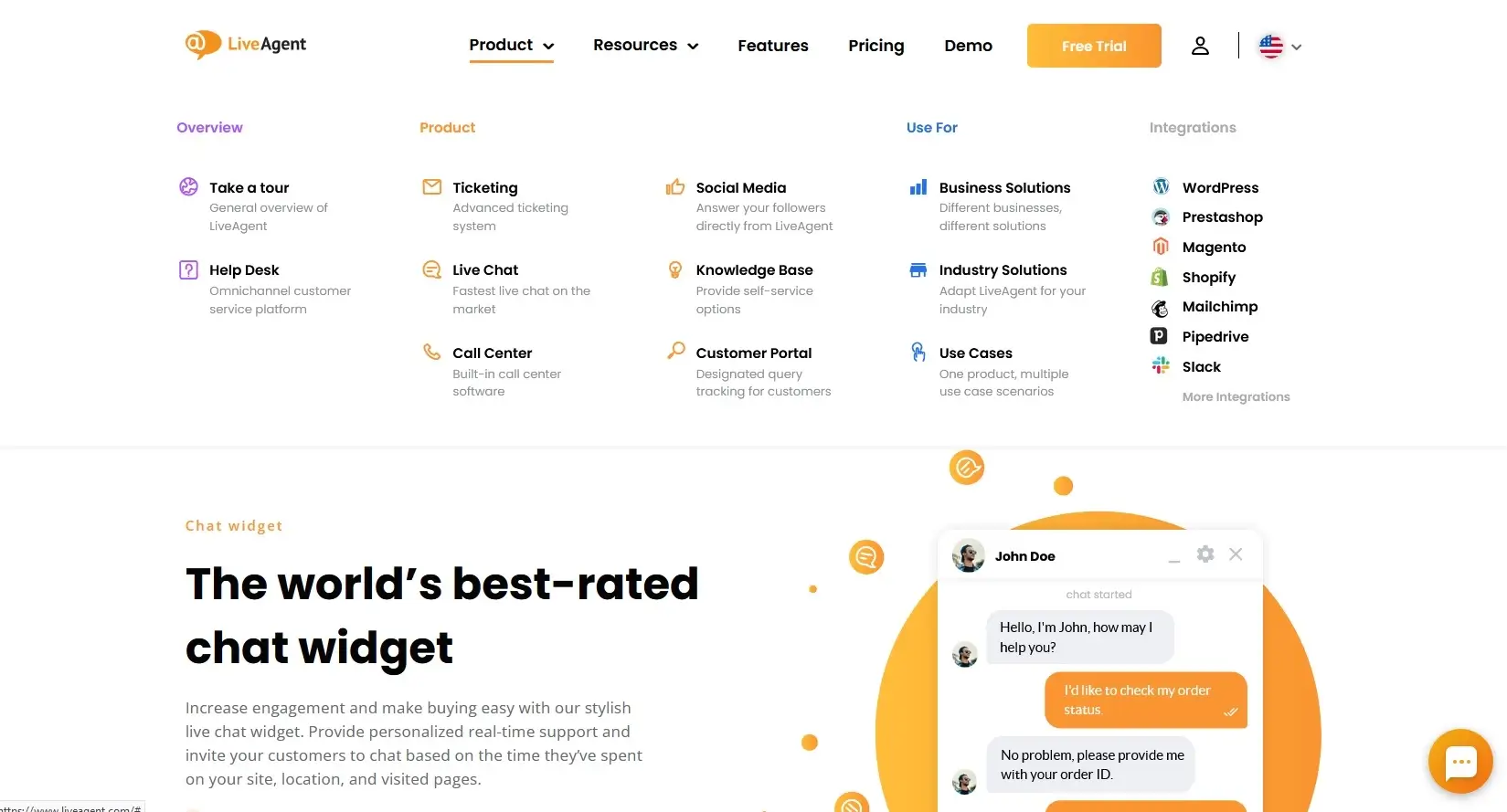 LiveAgent’s producttab