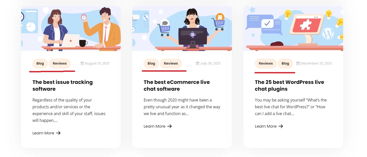 Voorbeeld van blog tags