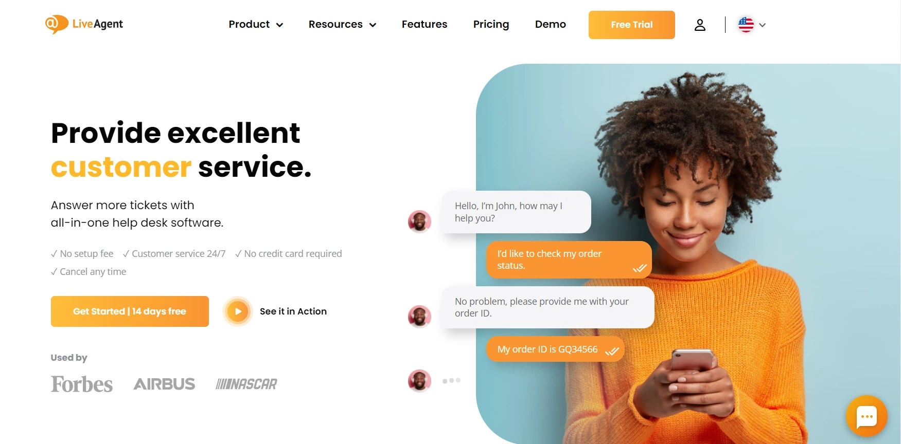 LiveAgent's homepage