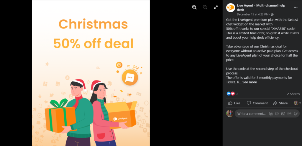 LiveAgent Facebook Kerstmis promo