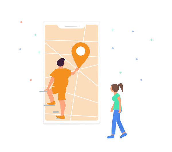 Reizen - locatie zoeken - illustratie