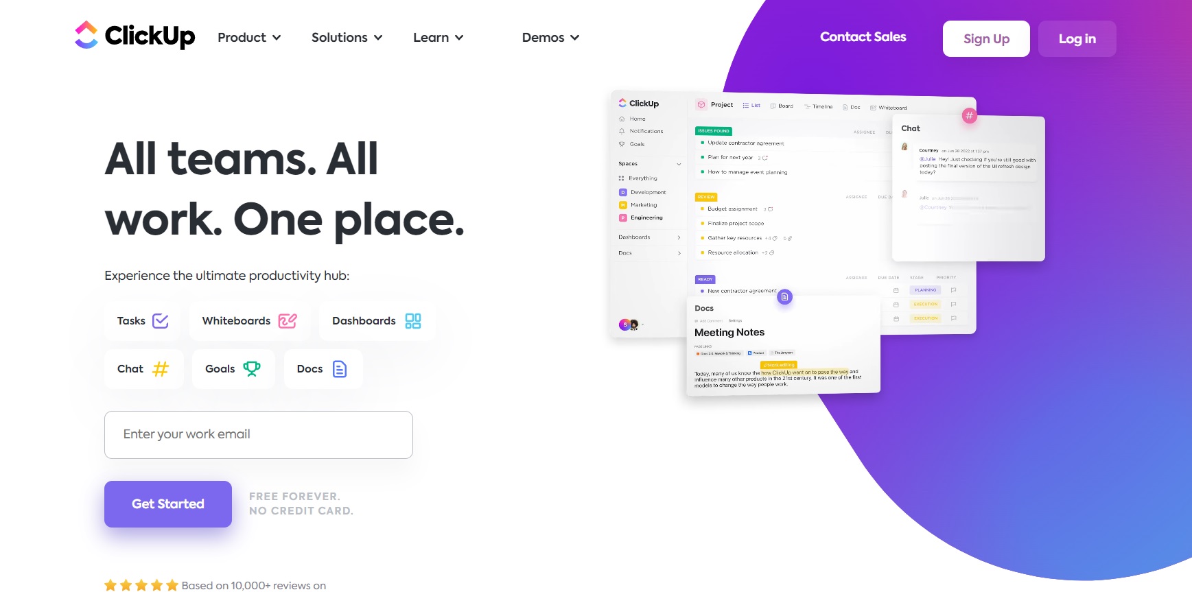 ClickUp's startpagina - plan, volg en beheer uw projecten gemakkelijk vanaf één plek.
