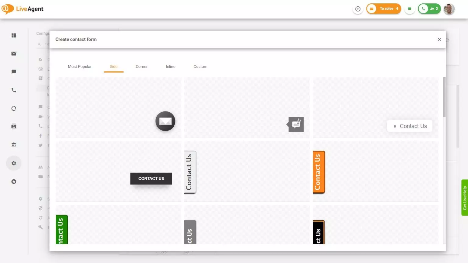 LiveAgent zijcontactformulier