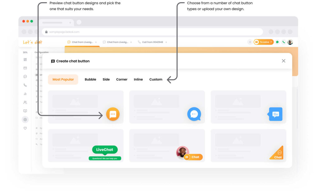 LiveAgent's chatbox-opties