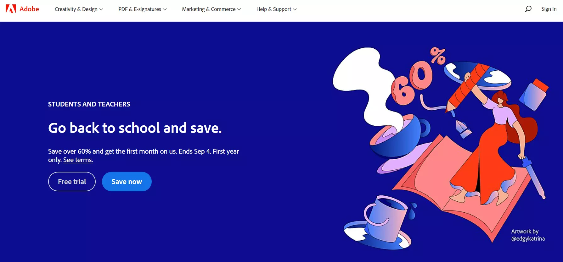 Adobe-startpagina met hun contentbeheersysteem.