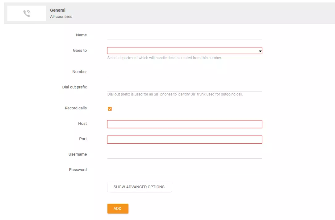 Call information setup