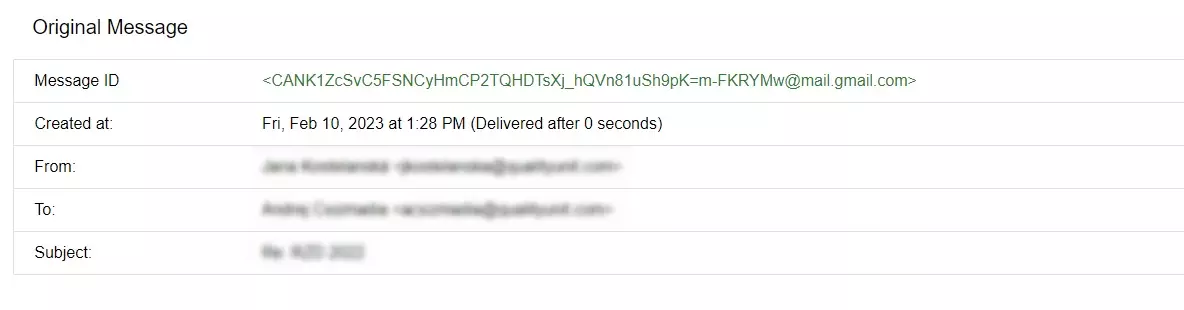 Voorbeeld van e-mailbericht-ID