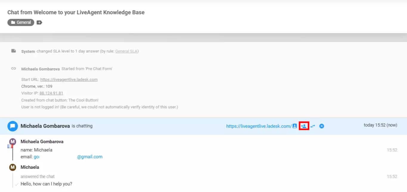 LiveAgent - collega uitnodigen voor chat