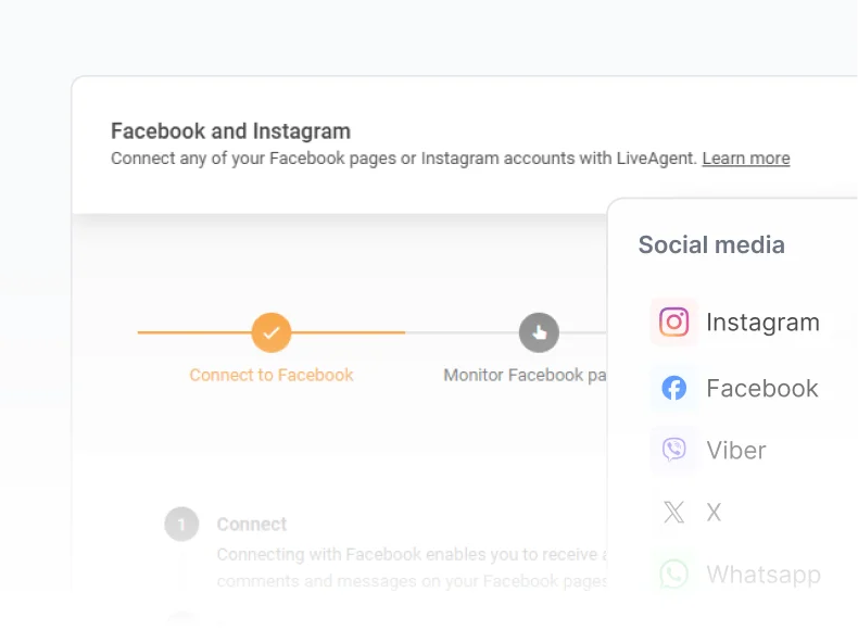LiveAgent sociale media integraties met Facebook, Instagram en WhatsApp