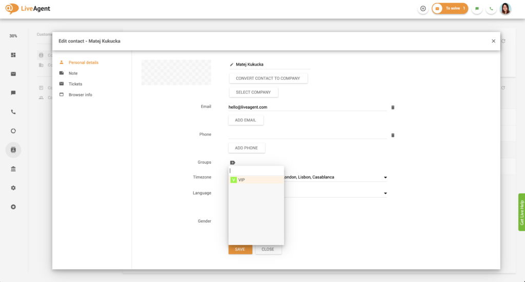 Klant toevoegen aan contactgroep