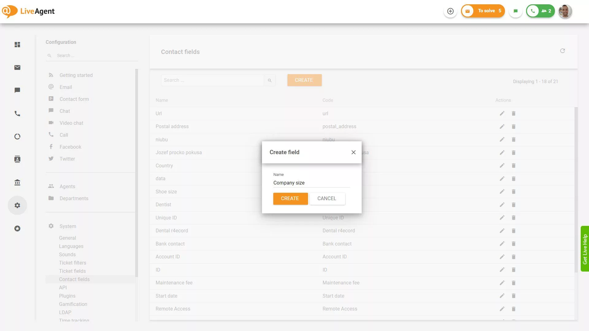 Instellingen voor contactvelden toevoegen