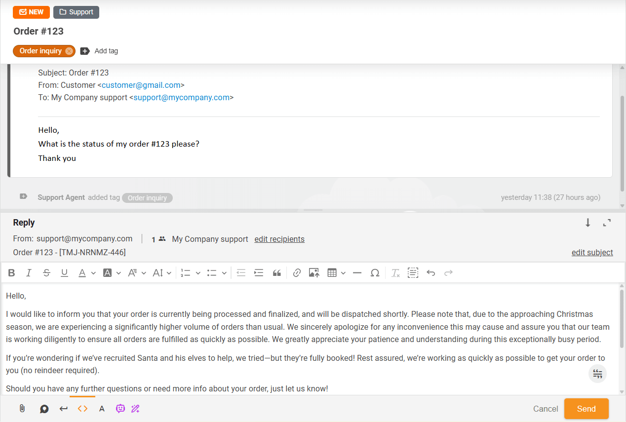 Klaar antwoord van Answer Composer