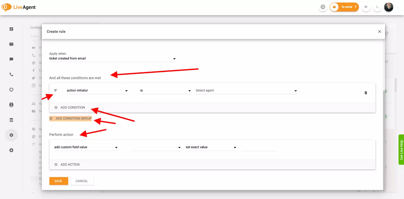 Automation setup in LiveAgent