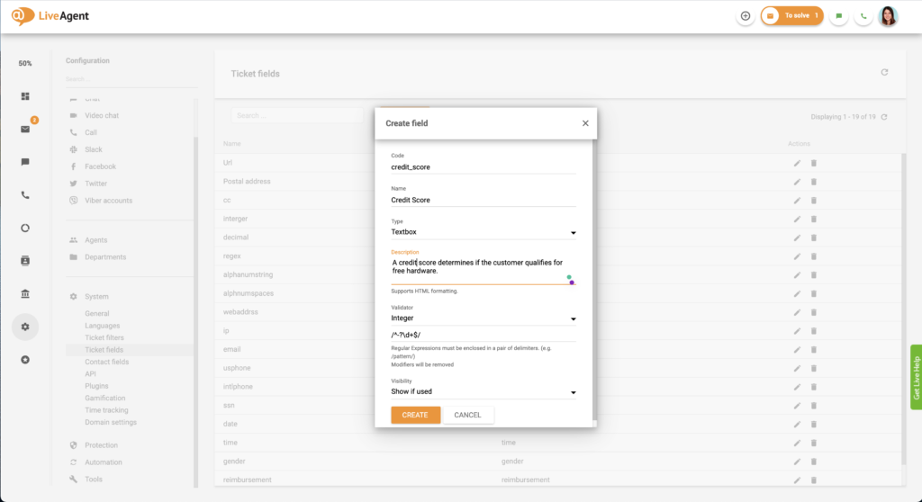 Een ticketveld maken