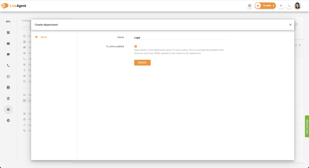 Afdeling maken in LiveAgent