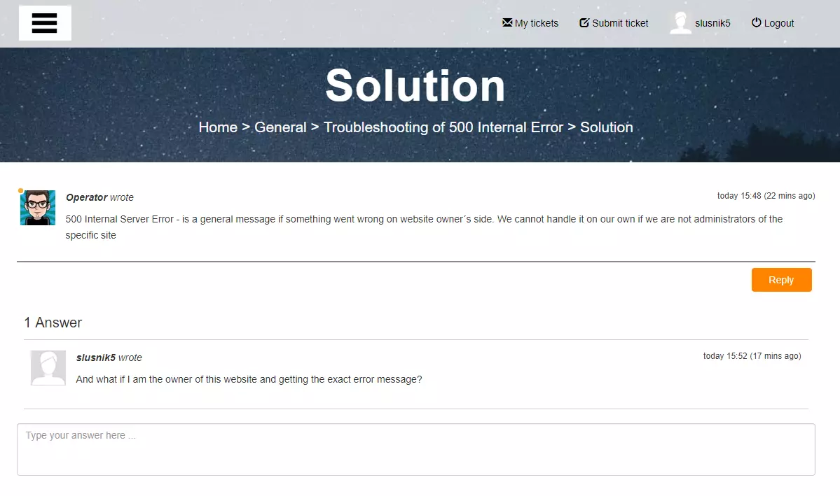 Voorbeeld van openbaar klantenforum