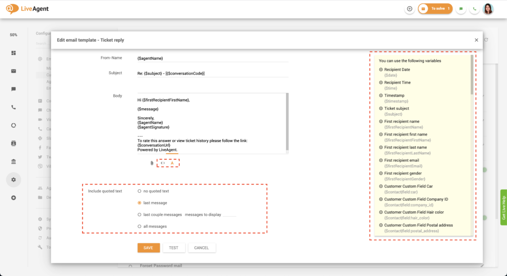 E-mail sjabloon aanpassen