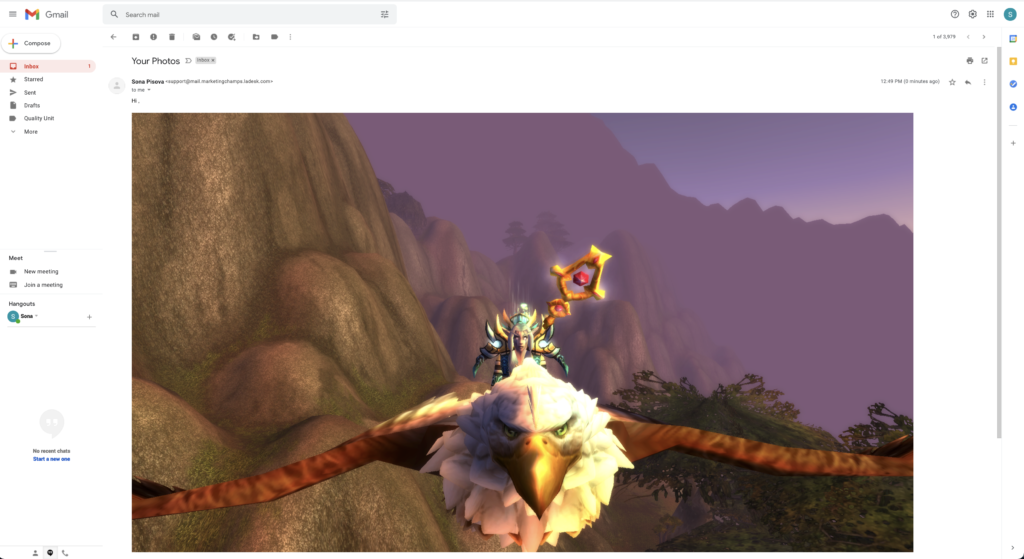 Voorbeeld van inline geplakte afbeelding in e-mail