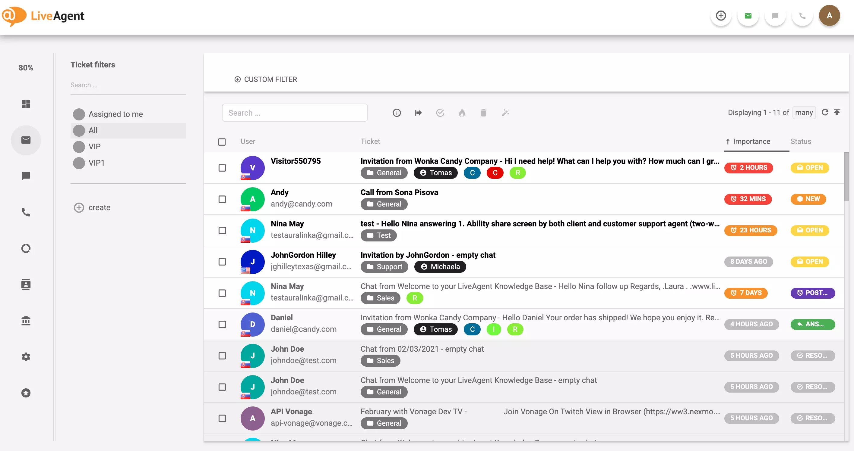 LiveAgent tickets voorbeeld