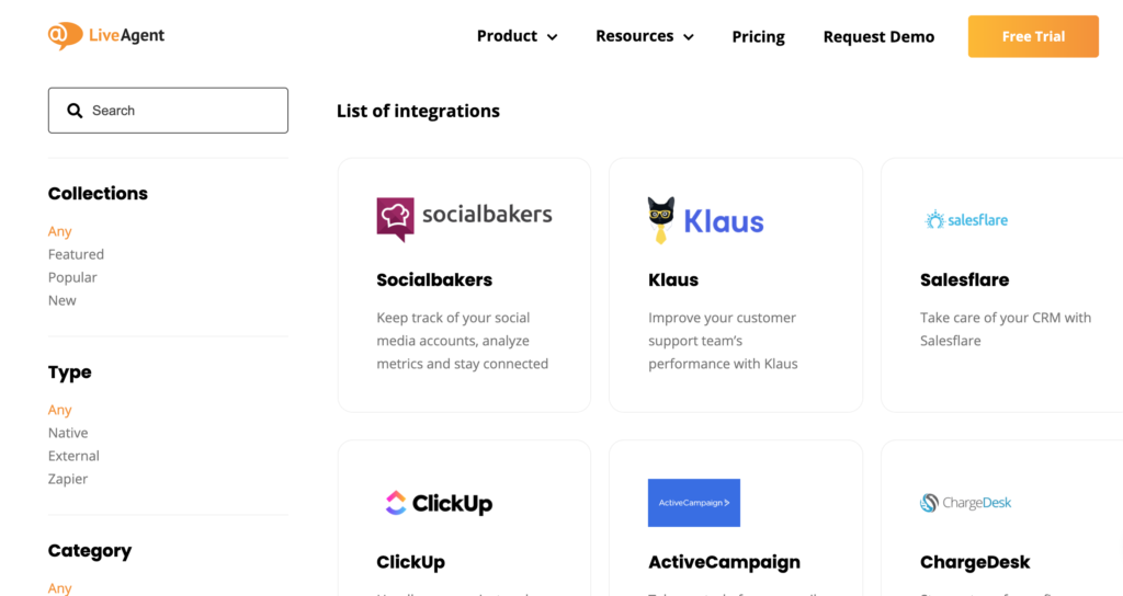 LiveAgent Integraties