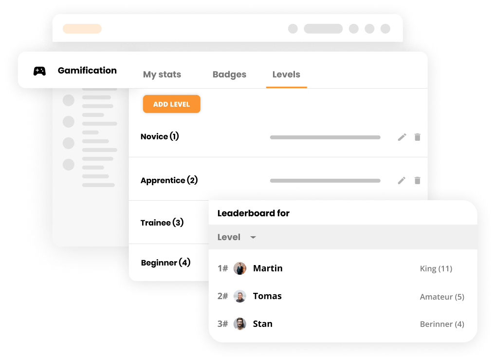 Leaderboard voor niveaus met agentprogressie