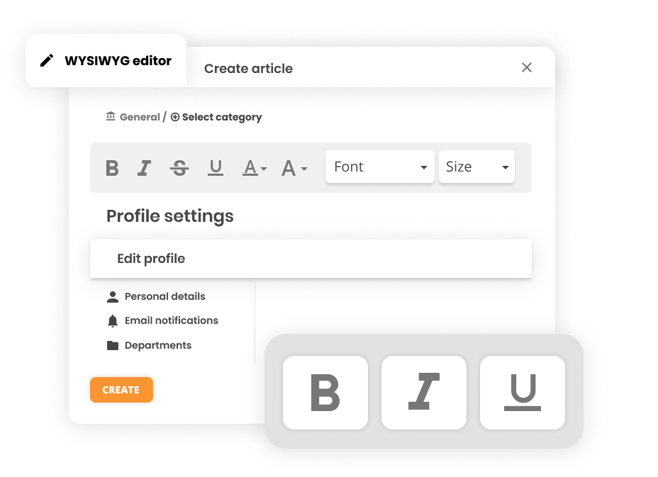 WYSIWYG editor mockup