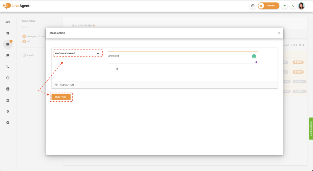Massale actie selecteren uit lijst