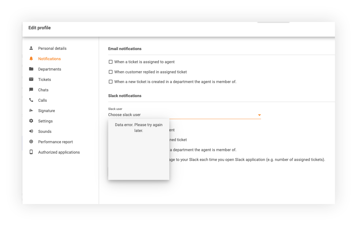 Slack-meldingen in LiveAgent